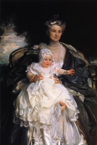 ヘンリーフィップス夫人と孫ウィンストン。サージェントフィップス夫人とウィンストンゲストの絵画は、ニューヨーク州ロングアイランドのオールドウェストベリーガーデンにあるフィップスのダイニングルームに飾られています。プラークによるとｗ 作： John Singer Sargent
